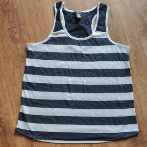 89th & Madison Navy & White Striped Racerback Tank Top